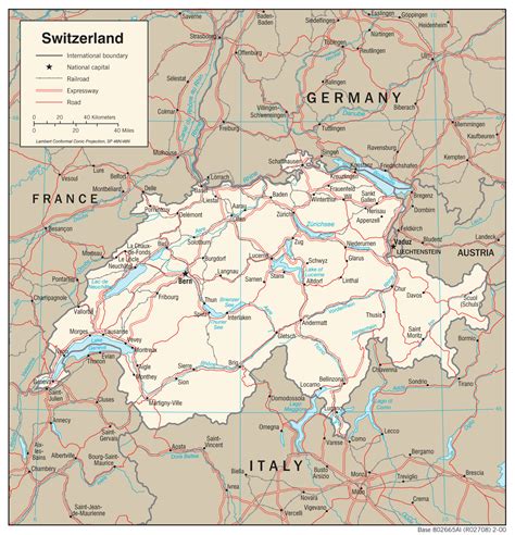 map of switzerland in english.